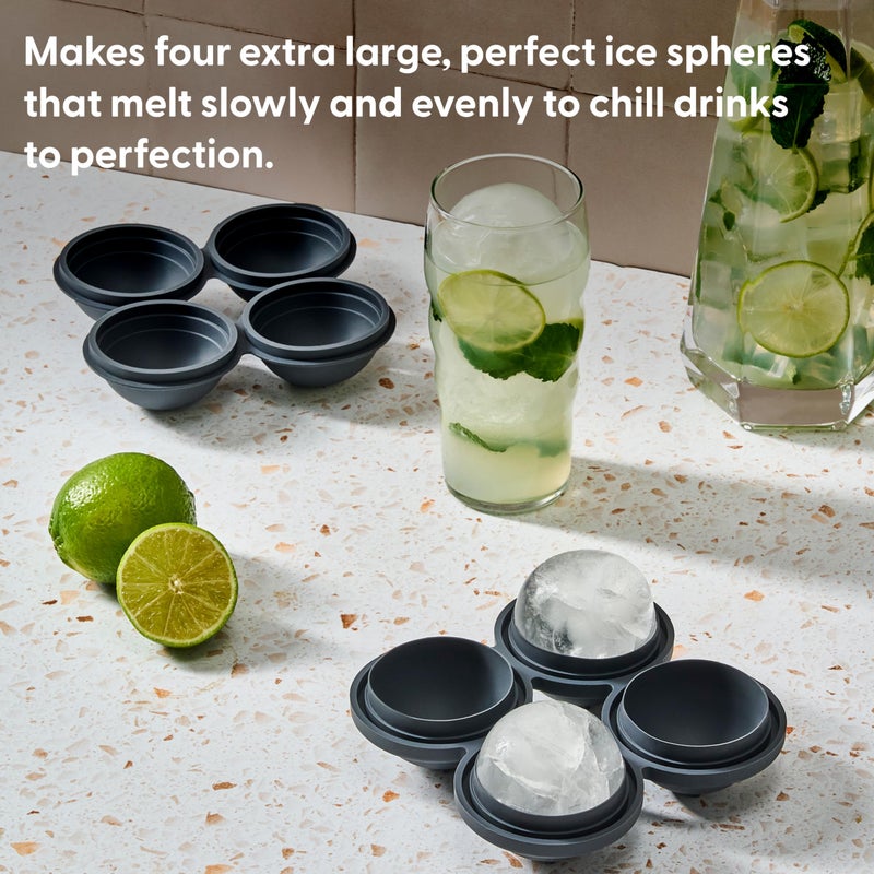 WP W&P Peak Silicone Sphere Ice Mold w/ Cover | Charcoal | Easy to Remove | Round Cocktail Whiskey Drink Ice Maker | Food Grade Premium Silicone | Dishwasher Safe, BPA Free - Image 2